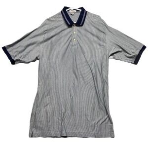 Titleist by Corbin Polo Shirt Mens XL Blue White Striped Combed Cotton Golf